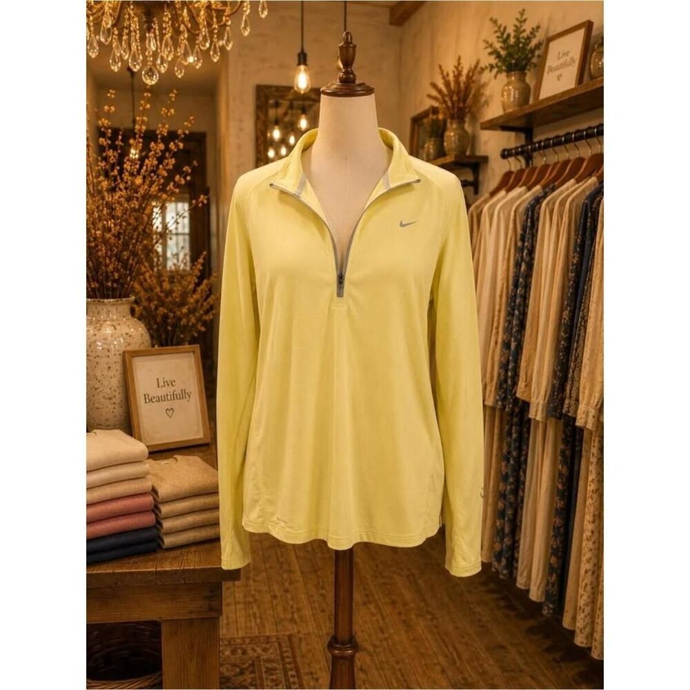 Nike Women's Yellow and Grey Sweatshirt